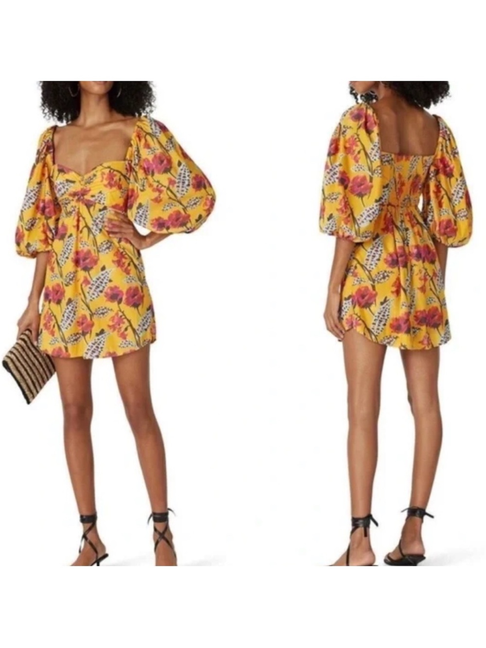 A.L.C. Elle Floral Print Puff-Sleeve Mini Dress Size 10